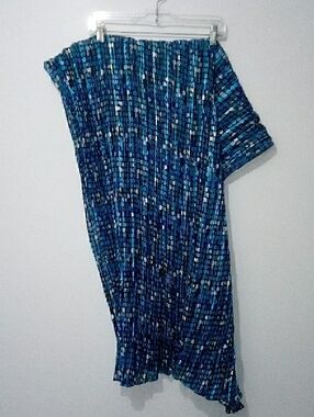 Jessica Blue Polka Dot Print Long Pleated Scarf